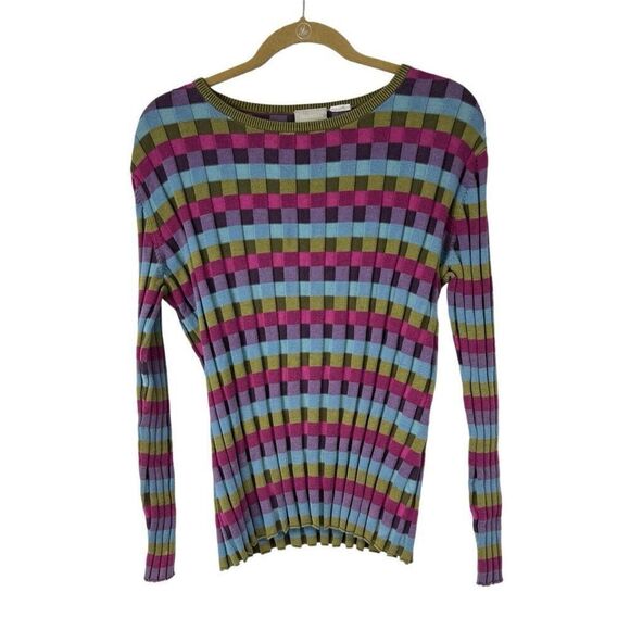Field Gear Tops - Y2K Field Gear Multicolored Geometric Ribbed Top Sz M Women’s